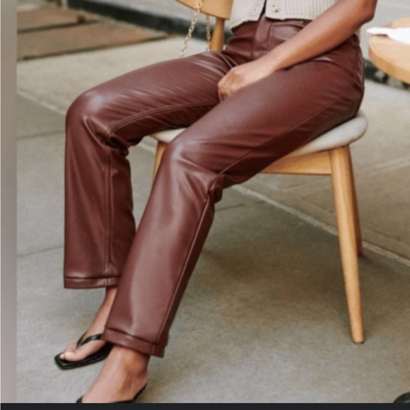 Abercrombie & Fitch Pants - Abercrombie & Fitch Oxblood Faux Leather Crossover Straight Fit Pants 6 Jeans